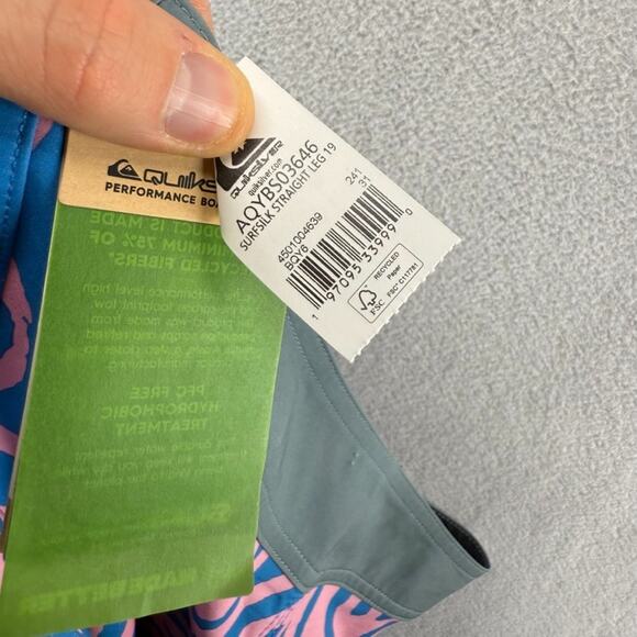 Quiksilver Board Shorts Men's 31 Pink Blue Black Surf Silk Straight Surf NEW - Picture 9 of 10